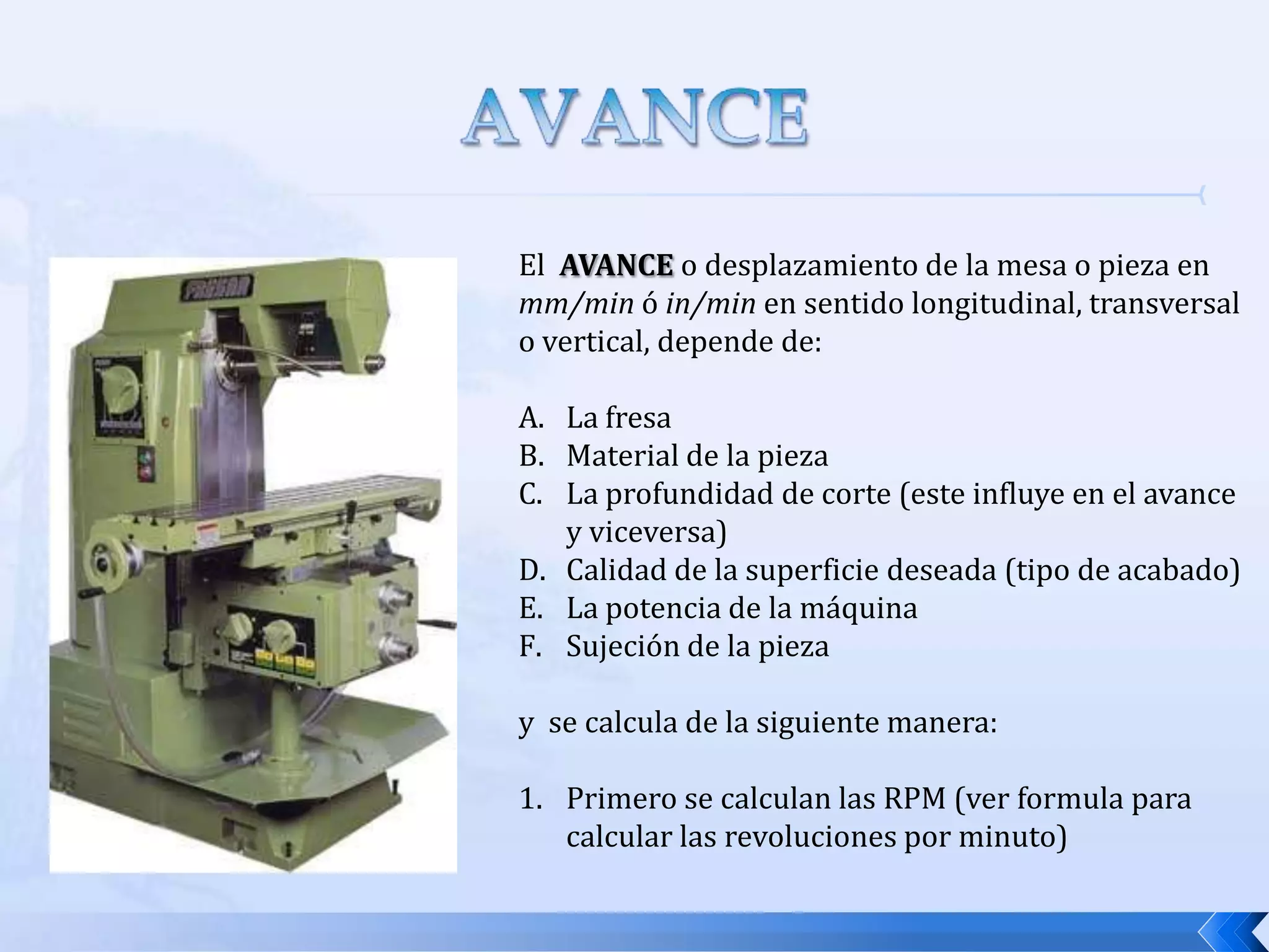 Con espiga cilíndrica porta pinzas: este tipo de mandril utiliza diferentes tipos de pinzas para que se ajusten al diámetro de la fresa. Las pinzas son un cuerpo cilíndrico hueco ranurado a lo largo en forma parcial y con una parte cónica,  que permite el cierre de la pinza sobre la pieza.ACCESORIOS DE LAFRESADORALos ACCESORIOS DE FIJACIÓN, como su nombre lo indica son utilizados para sostener sobre la mesa las piezas, y son:PERNOS:  se montan sobre las ranuras en T de la mesa.BRIDAS:  son piezas de acero forjado en forma plana o acodada con una ranura central para introducir el tornillo de fijación .CALCES:  son elementos de apoyo, de acero o hierro fundido y mecanizados. Pueden ser planos, escalonados, en “V” y regulables..GATOS:  son elemento s de apoyo, generalmente de acero, compuestos de un cuerpo y un tornillo con una contratuerca para bloquearlo. La parte superior puede ser articulada o fija.ESCUADRAS: son elementos cuyas caras (planas) forman un ángulo de 90°.  Tienen diversos tamaños y poseen agujeros por donde se introducen los tornillos de fijación. TORNILLO PARALELO (prensa): con base graduada en grados y giratoria.CONTRAPUNTO: para sostener piezas largas, las cuales no se pueden fresar al aire.Estos elementos deben mantener sus caras lisas y sin deformaciones para ser utilizados.  A demás deben ser limpiados y engrasados después de ser utilizados