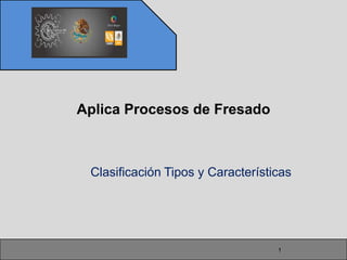 Aplica Procesos de Fresado



 Clasificación Tipos y Características




                                   1
 