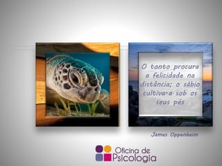 James Oppenheim
O tonto procura
a felicidade na
distância; o sábio
cultiva-a sob os
seus pés