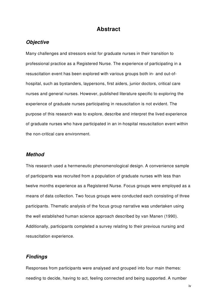 Phenomenology thesis nursing