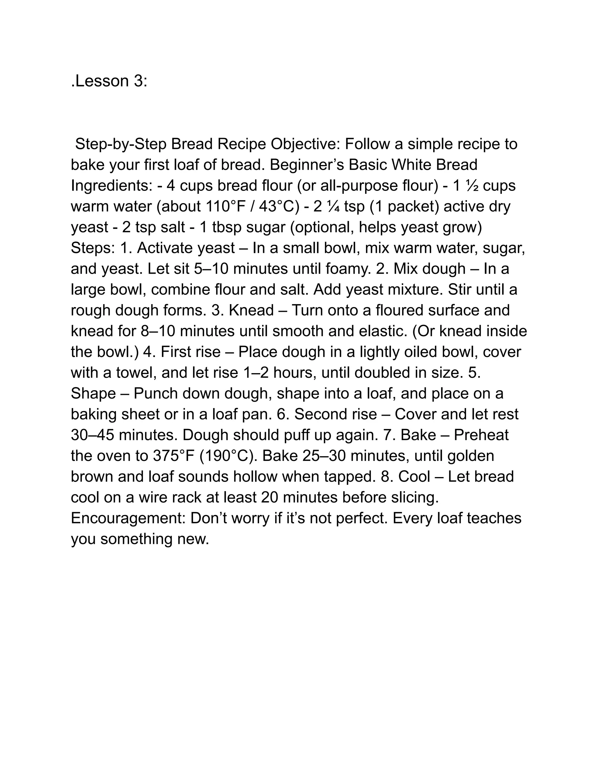 "Fresh Bread Baking Mini Course: Easy Steps to Homemade Bread | PDF