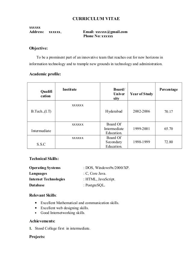 Fresher Resume Sample12 By Babasab Patil