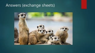 Answers (exchange sheets)
 