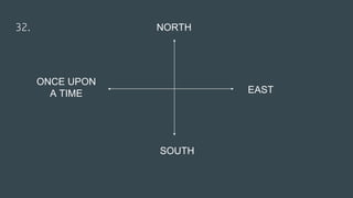 32.
ONCE UPON
A TIME
NORTH
EAST
SOUTH
 