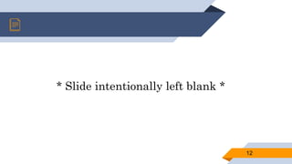 12
* Slide intentionally left blank *
 