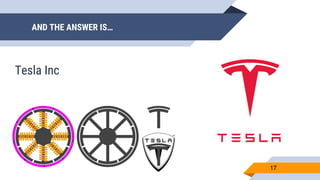 AND THE ANSWER IS…
17
Tesla Inc
 