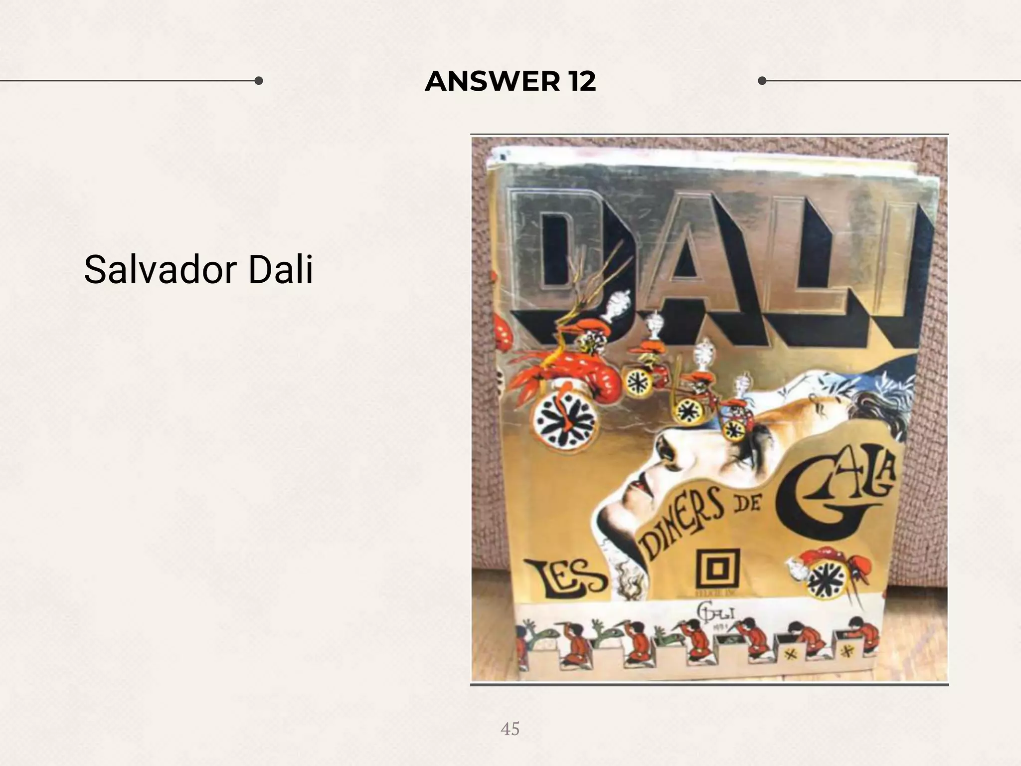 ANSWER 12
Salvador Dali
45
 