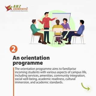 An orientation
programme
2
2
The orientation programme aims to familiarise
incoming students with various aspects of campus life,
including services, amenities, community integration,
social well-being, academic readiness, cultural
immersion, and academic standards.
 