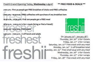 Opening collateral for freshii
