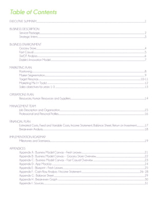 Table of Contents
EXECUTIVE SUMMARY 								 1
BUSINESS DESCRIPTION										
	Service Package											2
	Strategic Inte...