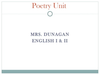 MRS. DUNAGAN
ENGLISH I & II
Poetry Unit
 