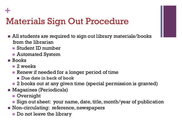 library book sign out sheet