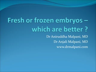 Dr Aniruddha Malpani, MD Dr Anjali Malpani, MD www.drmalpani.com 