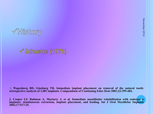 Fresh socket implant placement | PPTX