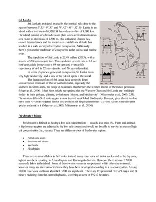 Freshwater biodiversity of Sri Lanka | DOCX