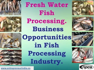 www.entrepreneurindia.co
Fresh Water
Fish
Processing.
Business
Opportunities
in Fish
Processing
Industry.
Y-1504
 