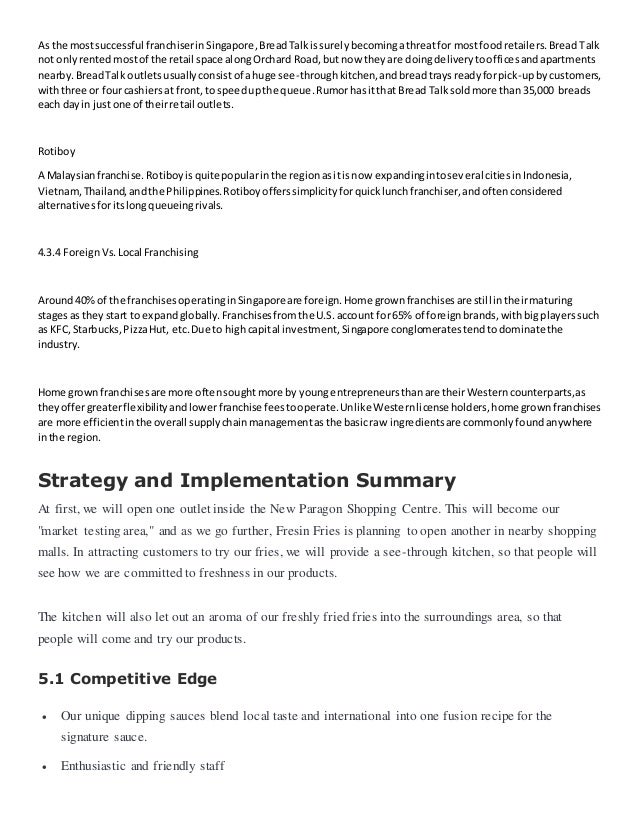 French fries business plan pdf image