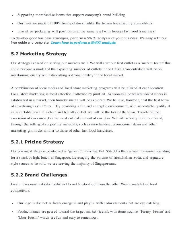 A sample french fries business plan template picture