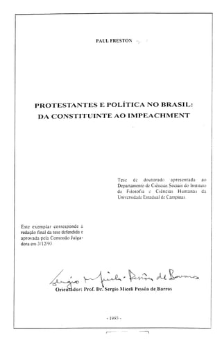 Freston paul   protestantismo e a politica no brasil