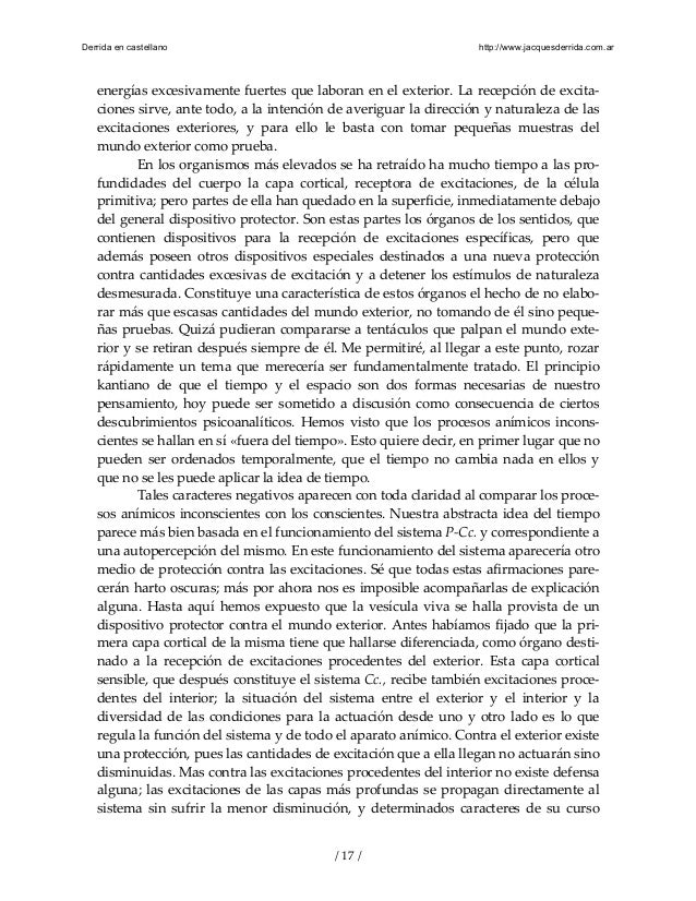 Freud. mas alla del principio del placer. derrida