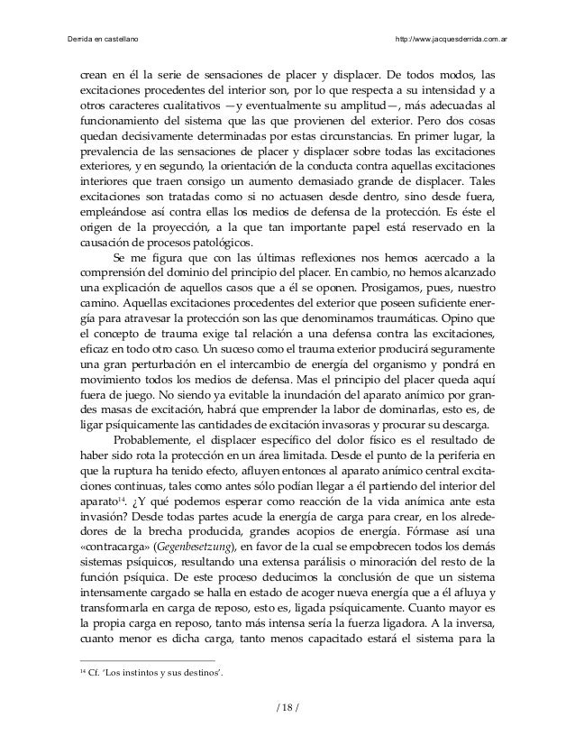 Freud. mas alla del principio del placer. derrida