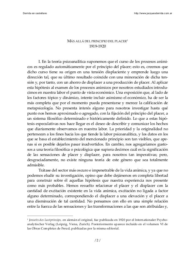 Freud. mas alla del principio del placer. derrida