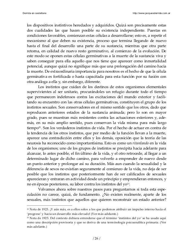 Freud. mas alla del principio del placer. derrida