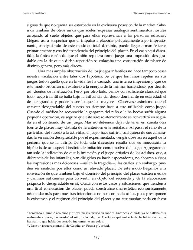 Freud. mas alla del principio del placer. derrida