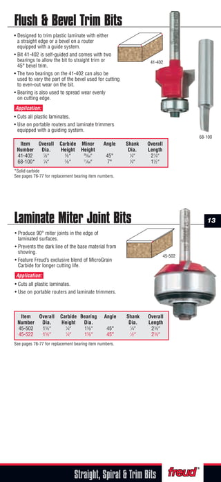 Freud Recommended Router Bit Rpm Chart Freud Precision Router Bits | PDF