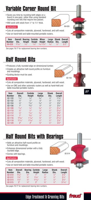 Freud Recommended Router Bit Rpm Chart Freud Precision Router Bits | PDF