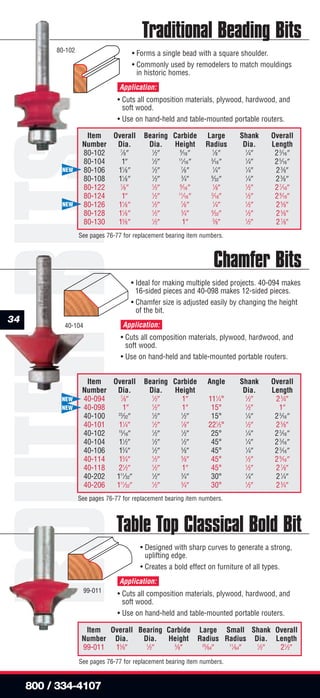 Freud Recommended Router Bit Rpm Chart Freud Precision Router Bits | PDF