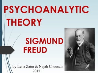 PSYCHOANALYTIC
THEORY
SIGMUND
FREUD
by Leila Zaim & Najah Choucair
2015
 