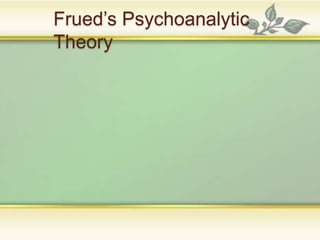 Frued’s Psychoanalytic
Theory
 