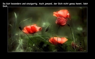 Du bist besonders und einzigartig. Auch jemand, der Dich nicht genau kennt, liebt Dich. 