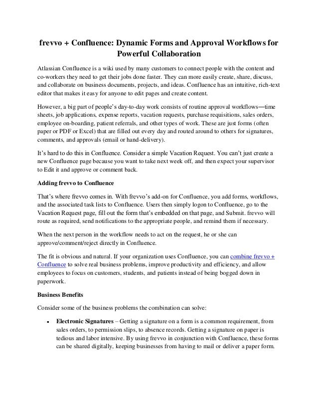 frevvo confluence dynamic forms and approval workflows for powerfu