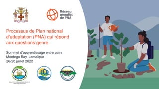 Processus de Plan national
d’adaptation (PNA) qui répond
aux questions genre
Sommet d’apprentissage entre pairs
Montego Bay, Jamaïque
26-28 juillet 2022
 