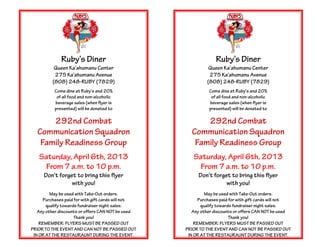 292nd Combat Communication Squadron Family Readiness Group Fundraiser Flyer
