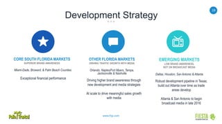 19
www.frgi.com
Development Strategy
CORE SOUTH FLORIDA MARKETS
SUPERIOR BRAND AWARENESS
Miami-Dade, Broward, & Palm Beach Counties
Exceptional financial performance
OTHER FLORIDA MARKETS
DRIVING TRAFFIC GROWTH WITH MEDIA
Orlando, Naples/Fort Myers, Tampa,
Jacksonville & Nashville
Driving higher brand awareness through
new development and media strategies
At scale to drive meaningful sales growth
with media
EMERGING MARKETS
LOW BRAND AWARENESS,
NOT ON BROADCAST MEDIA
Dallas, Houston, San Antonio & Atlanta
Robust development pipeline in Texas;
build out Atlanta over time as trade
areas develop
Atlanta & San Antonio to begin
broadcast media in late 2016
 