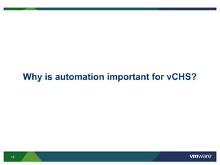 12
Why is automation important for vCHS?
 