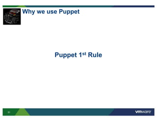 51
Why we use Puppet
Puppet 1st Rule
 