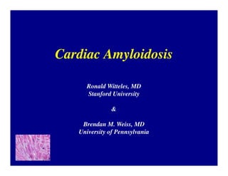 Cardiac Amyloidosis
Ronald Witteles, MD
Stanford University
&
Brendan M. Weiss, MD
University of Pennsylvania
 