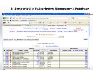 b. Sempertool’s Subscription Management Database 