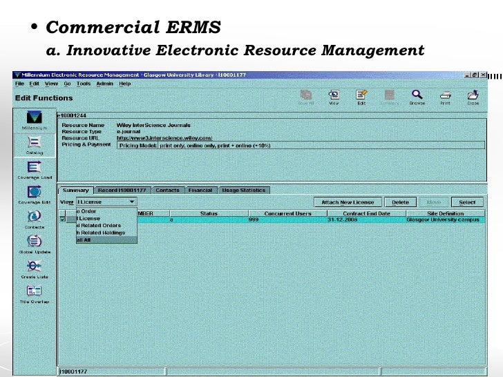 Electronic Resource Management Systems