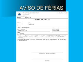 AVISO DE FÉRIAS

 