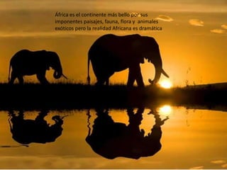 África es el continente más bello por sus
imponentes paisajes, fauna, flora y animales
exóticos pero la realidad Africana es dramática

 