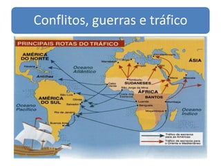 Conflitos, guerras e tráfico
 
