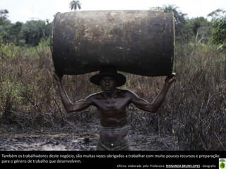 Oficina elaborada pela Professora FERNANDA BRUM LOPES - Geografia
Também os trabalhadores deste negócio, são muitas vezes obrigados a trabalhar com muito poucos recursos e preparação
para o género de trabalho que desenvolvem.
 