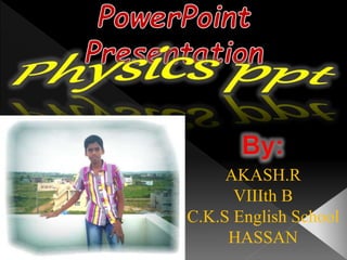 AKASH.R 
VIIIth B 
C.K.S English School 
HASSAN 
 