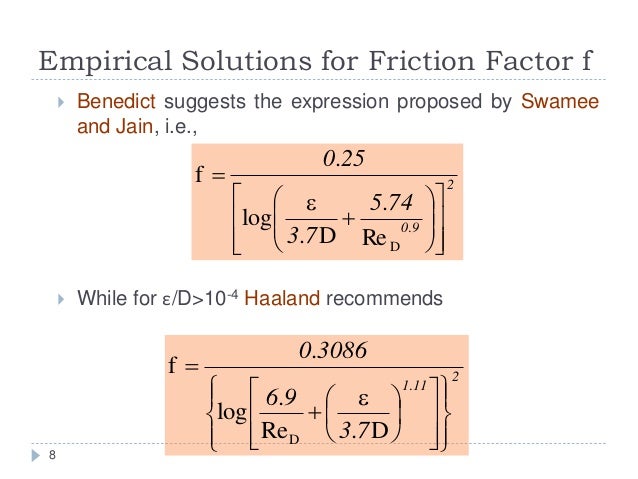 Swamee Jain Friction Factor Friction factor