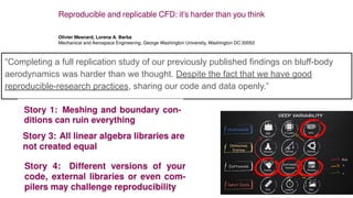 “Completing a full replication study of our previously published findings on bluff-body
aerodynamics was harder than we thought. Despite the fact that we have good
reproducible-research practices, sharing our code and data openly.”
 